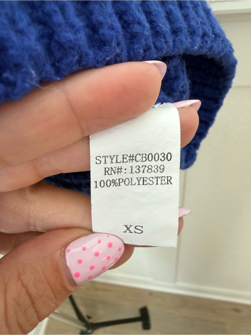 debut Royal Blue Cable Knit Crewneck Sweater - Picture 3 of 4